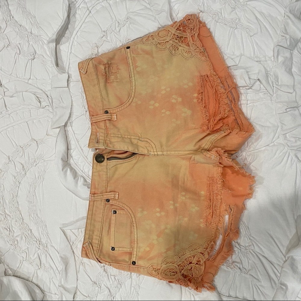 Free people orange denim shorts